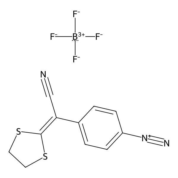 Benzenediazonium, 4-(cyano-1,3-dithiolan-2-ylidenemethyl)-, tetrafluoroborate(1-) (1:1) (ACI) Structure