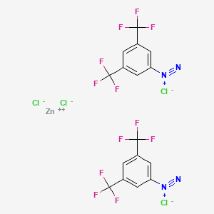Benzenediazonium, 3,5-bis(trifluoromethyl)-, (T-4)-tetrachlorozincate(2-) (2:1) (9CI, ACI) Structure
