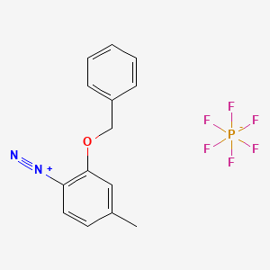 Benzenediazonium, 4-methyl-2-(phenylmethoxy)-, hexafluorophosphate(1-) (1:1) (ACI) Structure