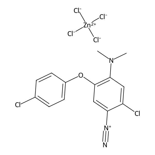 Benzenediazonium, 2-chloro-5-(4-chlorophenoxy)-4-(dimethylamino)-, (T-4)-tetrachlorozincate(2-) (2:1) (9CI, ACI) Structure