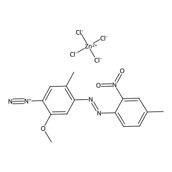 Benzenediazonium, 2-methoxy-5-methyl-4-[(1E)-2-(4-methyl-2-nitrophenyl)diazenyl]-, (T-4)-tetrachlorozincate(2-) (2:1) (ACI) Structure