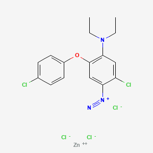 Benzenediazonium, 2-chloro-5-(4-chlorophenoxy)-4-(diethylamino)-, trichlorozincate(1-) (9CI) Structure