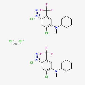 Benzenediazonium, 5-chloro-4-(cyclohexylmethylamino)-2-(trifluoromethyl)-, (T-4)-tetrachlorozincate(2-) (2:1) (9CI, ACI) Structure