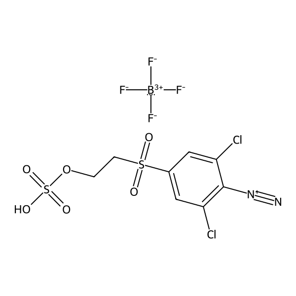 Benzenediazonium, 2,6-dichloro-4-[[2-(sulfooxy)ethyl]sulfonyl]-, tetrafluoroborate(1-) (1:1) (ACI) Structure