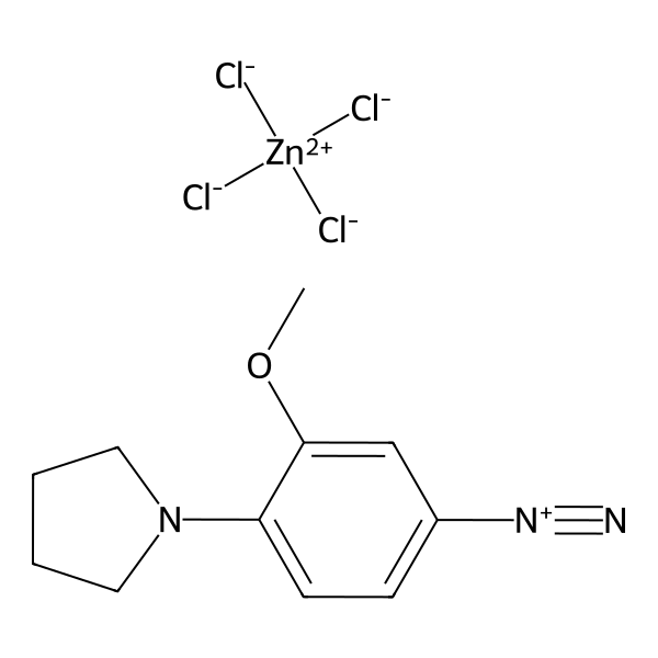 Benzenediazonium, 3-methoxy-4-(1-pyrrolidinyl)-, (T-4)-tetrachlorozincate(2-) (2:1) (9CI, ACI) Structure