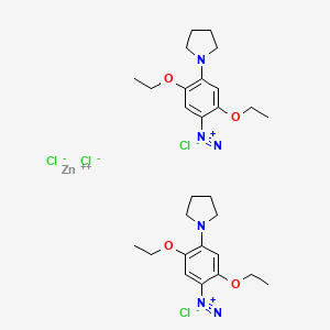 Benzenediazonium, 2,5-diethoxy-4-(1-pyrrolidinyl)-, (T-4)-tetrachlorozincate(2-) (2:1) (9CI, ACI) Structure