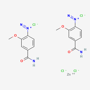 Benzenediazonium, 2-(aminocarbonyl)-6-methoxy-, (T-4)-tetrachlorozincate(2-) (2:1) (9CI, ACI) Structure