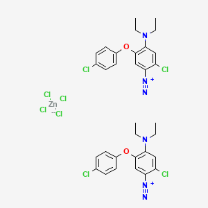 Benzenediazonium, 2-chloro-5-(4-chlorophenoxy)-4-(diethylamino)-, (T-4)-tetrachlorozincate(2-) (2:1) (9CI, ACI) Structure