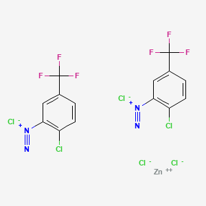 Benzenediazonium, 2-chloro-5-(trifluoromethyl)-, (T-4)-tetrachlorozincate(2-) (2:1) (9CI, ACI) Structure