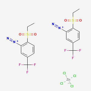Benzenediazonium, 2-(ethylsulfonyl)-5-(trifluoromethyl)-, (T-4)-tetrachlorozincate(2-) (2:1) (9CI, ACI) Structure