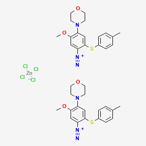 Benzenediazonium, 5-methoxy-2-[(4-methylphenyl)thio]-4-(4-morpholinyl)-, (T-4)-tetrachlorozincate(2-) (2:1) (9CI, ACI) Structure