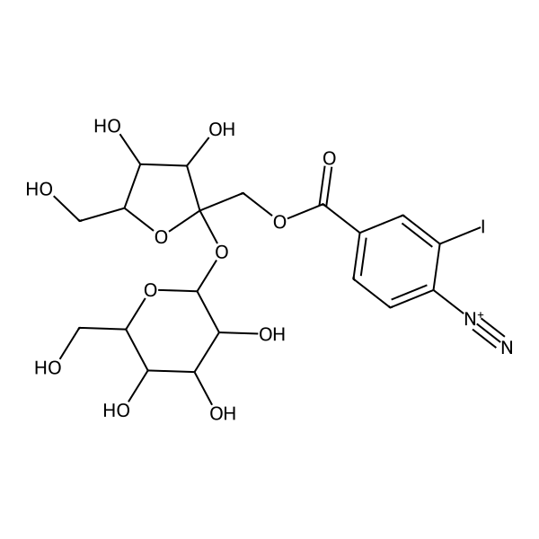 α-D-Glucopyranoside, 1-O-(4-diazonio-3-iodobenzoyl)-β-D-fructofuranosyl (9CI) Structure